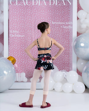 Claudia Dean Cindy Scoop Neck Adjustable Straps Crop Child & Adult - Mistletoe Print - Dance Crop top - Detail