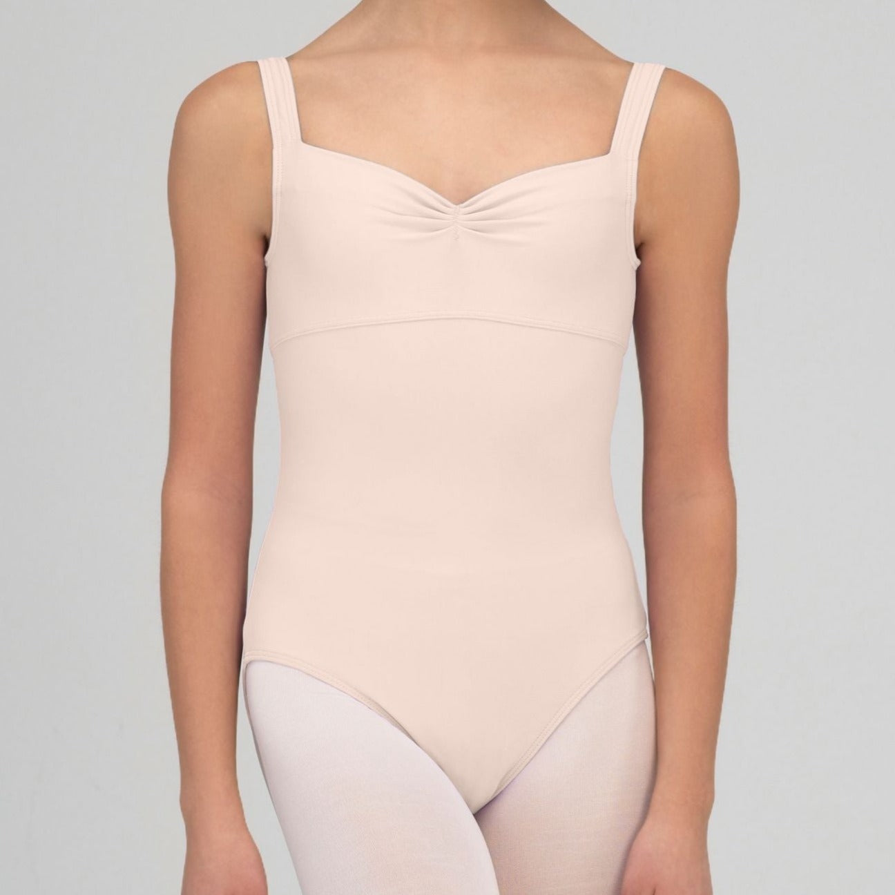 Galate Microfiber Pinch Front Tank Leotard Child & Adult - Peach