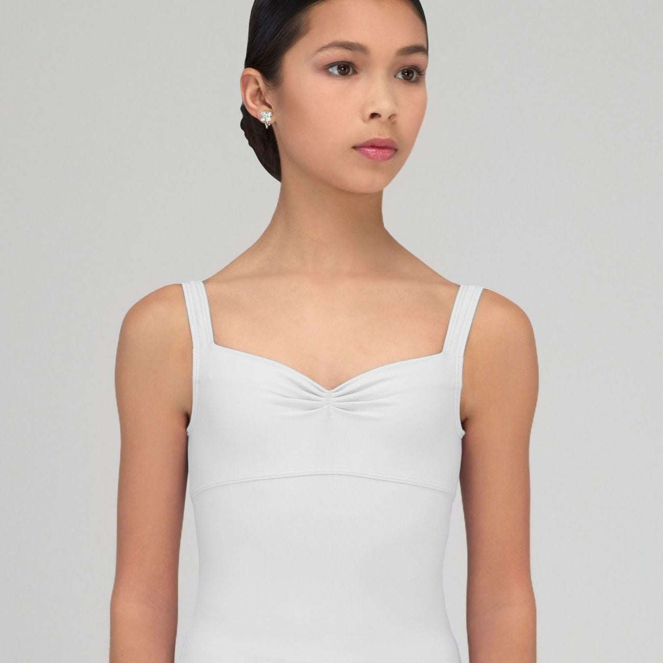 Galate Microfiber Pinch Front Tank Leotard Child & Adult - White