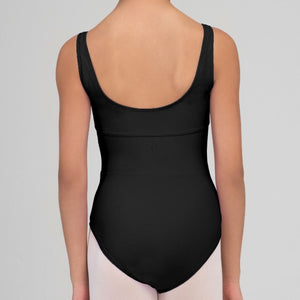 Wear Moi Galate Microfiber Pinch Front Tank Leotard Child & Adult - Black - Leotards - Detail