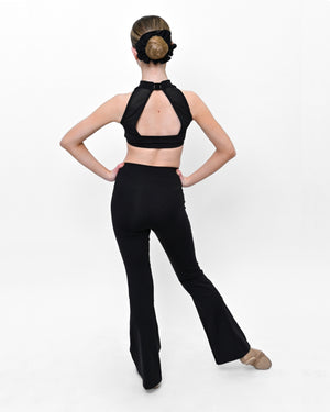 Total Dance Studio Wear High Waisted Flared Dance Pants - Stretch Compression - Leggings - Back