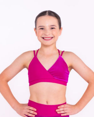 Pink Lemon Dancewear Velvet Dance Shorts with Lycra Splice - Glow Collection - Detail
