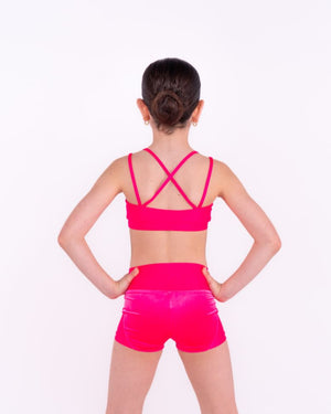 Pink Lemon Dancewear Velvet Dance Shorts with Lycra Splice - Glow Collection - Back