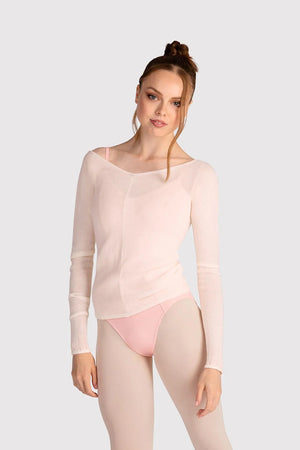 Bloch Kara Long Sleeve V Neck Knitted Warm Up top