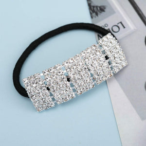 KySienn Curved Ponytail Cuff - Silver Rhinestone - Hair elastics