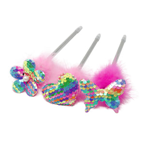 Pink Poppy Fluffy Assorted Sequin Pens - Back