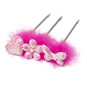 Pink Poppy Fluffy Assorted Sequin Pens - Side