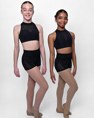 Total Dance Studio Wear Gracie Crop Top - High Neck Dance Top with Mesh Detail - Crops - Side
