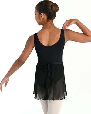Young dancer wearing the Chiffon Wrap Skirt in Black, alternate view