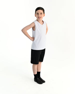 Young dancer wearing the Essential Boys Casual Dance Shorts in Black