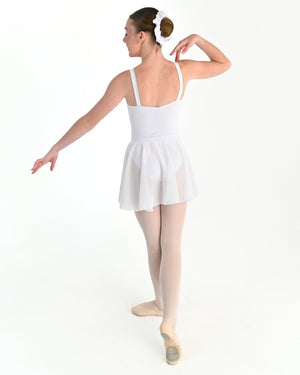 Young dancer wearing the Julietta Chiffon Circle Skirt in White, alternate view