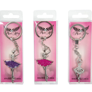 Mad Ally Ballerina Keyring - Diamante - Side
