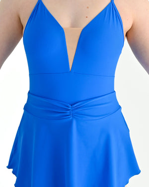 Young dancer wearing the Prima high low pull on ballet skirt in Electric Blue, alternate view
