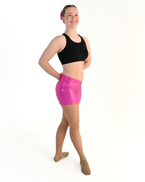 Young dancer wearing the Sienna Shorts in Electric Pink