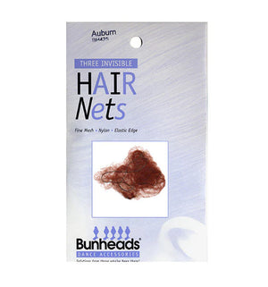 Bunheads Hair Nets Auburn - 3 Pack Fine Mesh Bun Nets