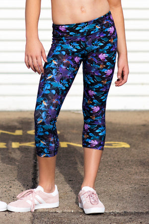 Scout Active Lyla Eco Friendly Wide Waist Band 7/8 Legging Girls - Florida Floral - Back