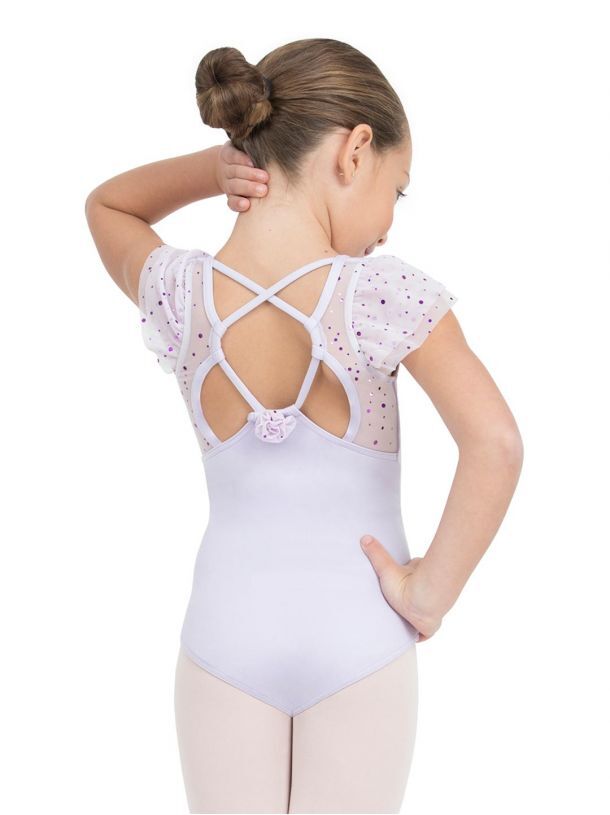 Glitter Rose Flutter Sleeve Leotard