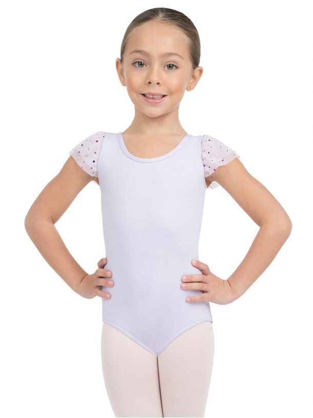 Glitter Rose Flutter Sleeve Leotard