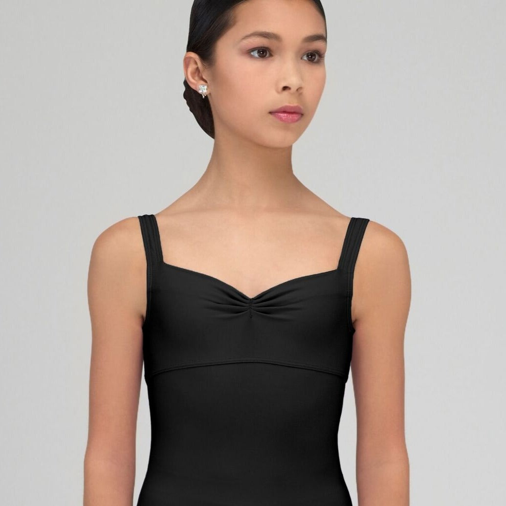 Galate Microfiber Pinch Front Tank Leotard Child & Adult - Black