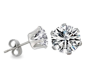 KySienn&Mad Ally Round Cubic Zirconia Diamante Earrings - Hypoallergenic Stainless Steel - Back