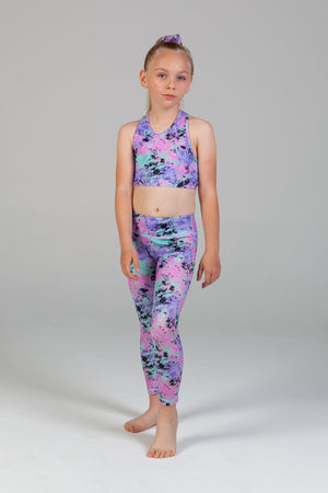 Scout Active Lyla Eco Friendly Wide Waist Band 7/8 Legging Girls - Sprinkle Paint