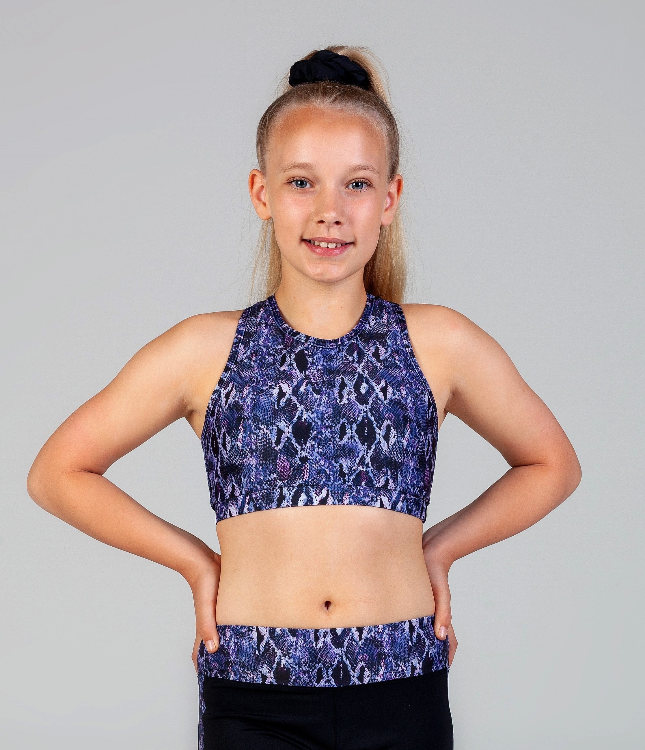 Lucia Racer Crop - Purple Snake Skin