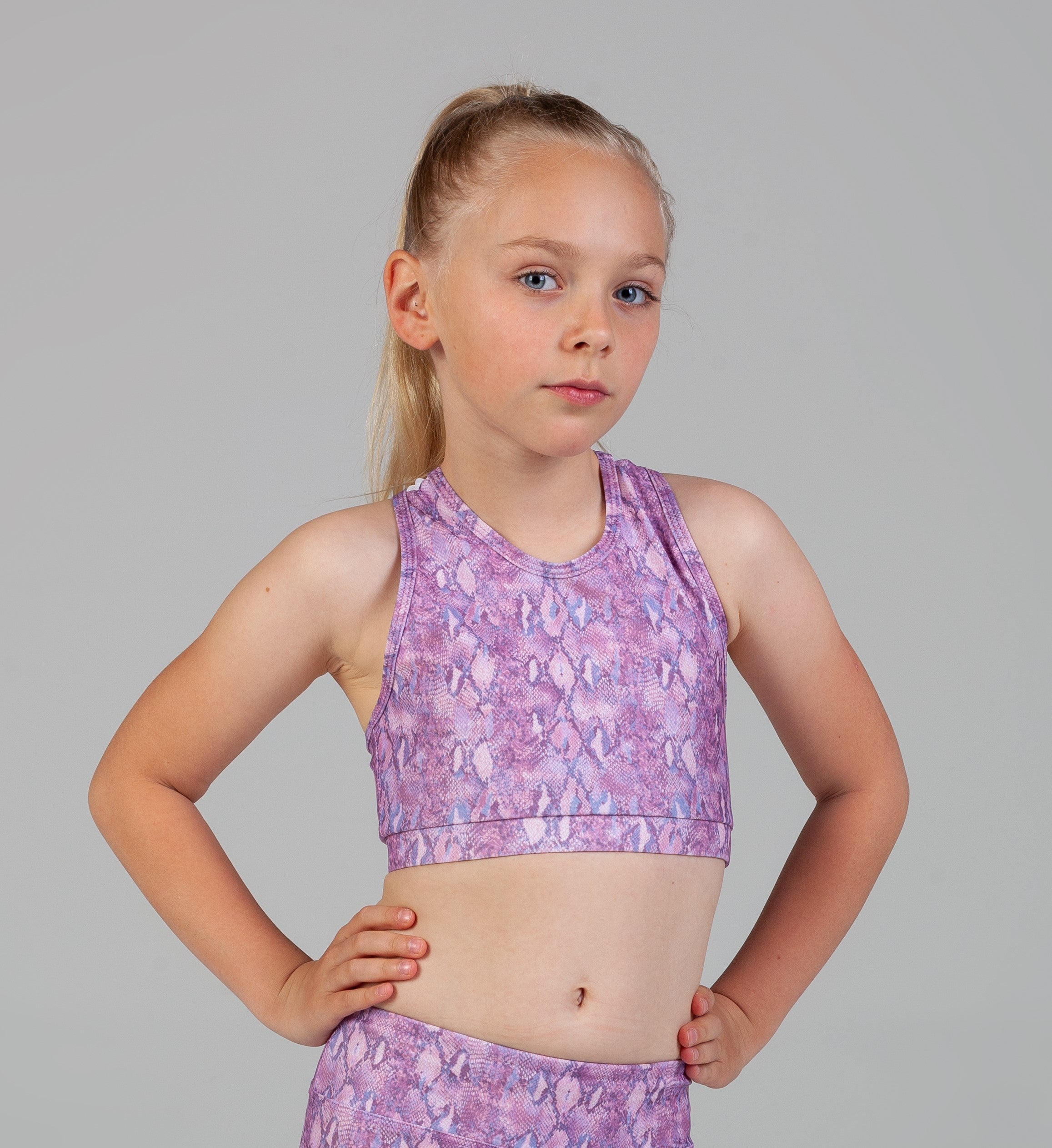 Lucia Racer Crop - Pink Snake Skin