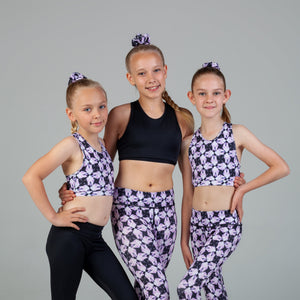 Scout Active Mila Eco Friendly Racer Back Crop Girls - Purple Diamond - Close-up