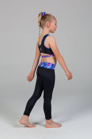 Scout Active Zoe Eco Friendly Wide Waist Band 7/8 Legging Girls - Coral Coast & Black - Side