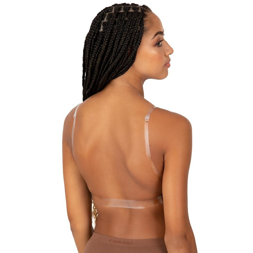 Deep Neck Clear Back Bra