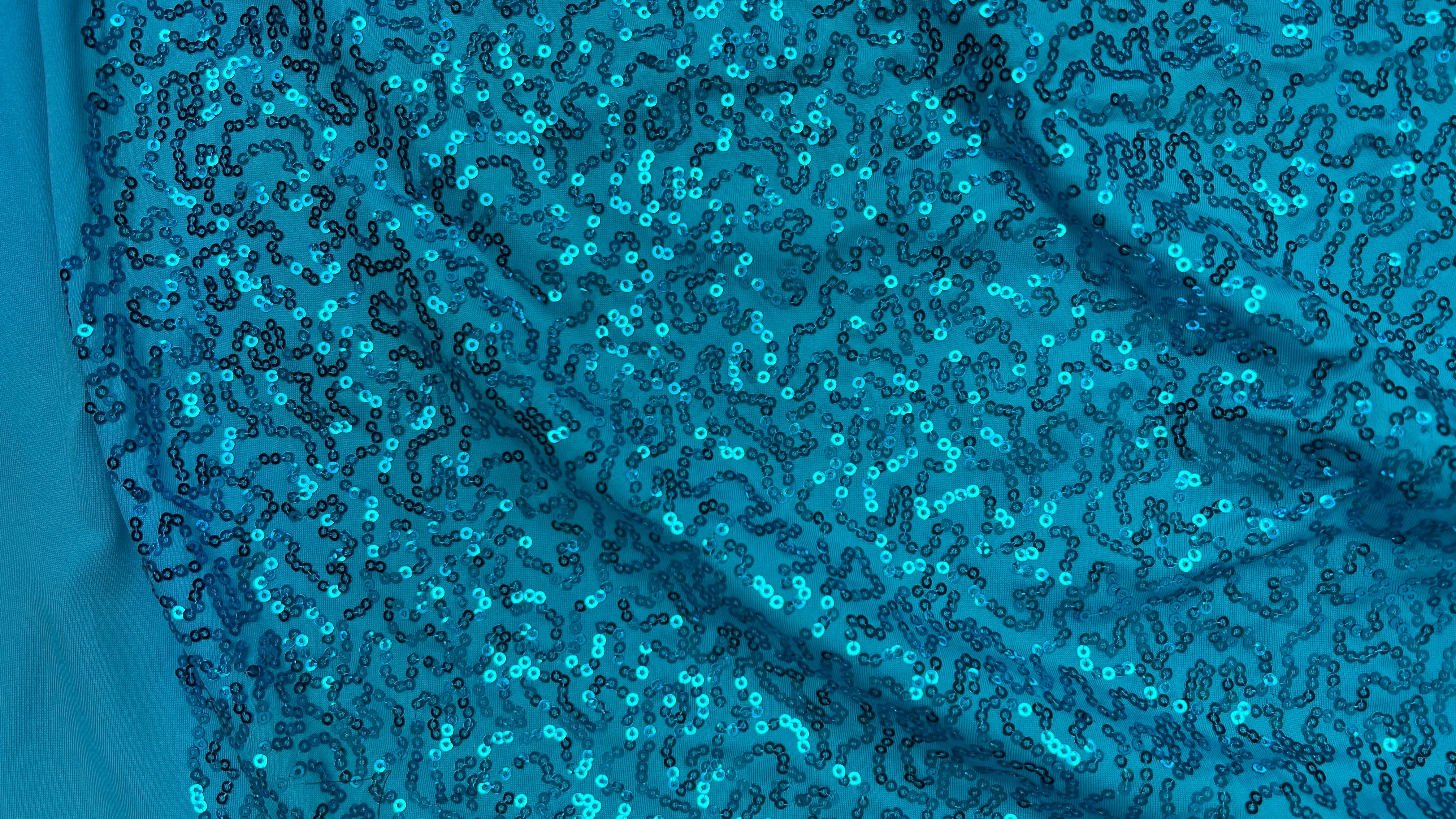 Broadway Sequin Fabric - Aqua