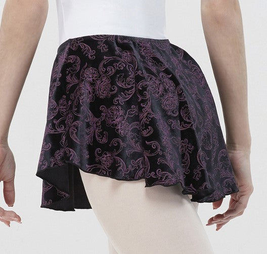 Balance Microfibre Printed Velvet Pull On Skirt Adult - Black & Purple
