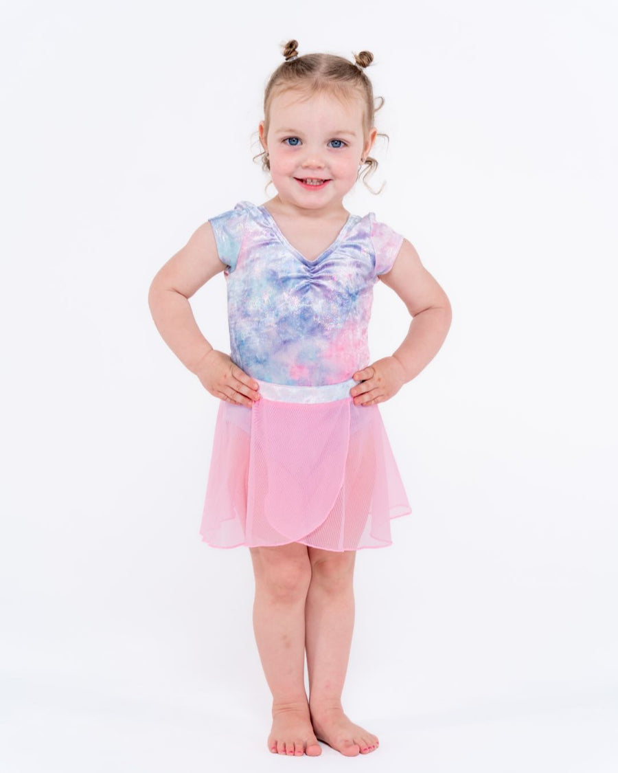 Lily Cross Over Pull on Pink Mesh Skirt