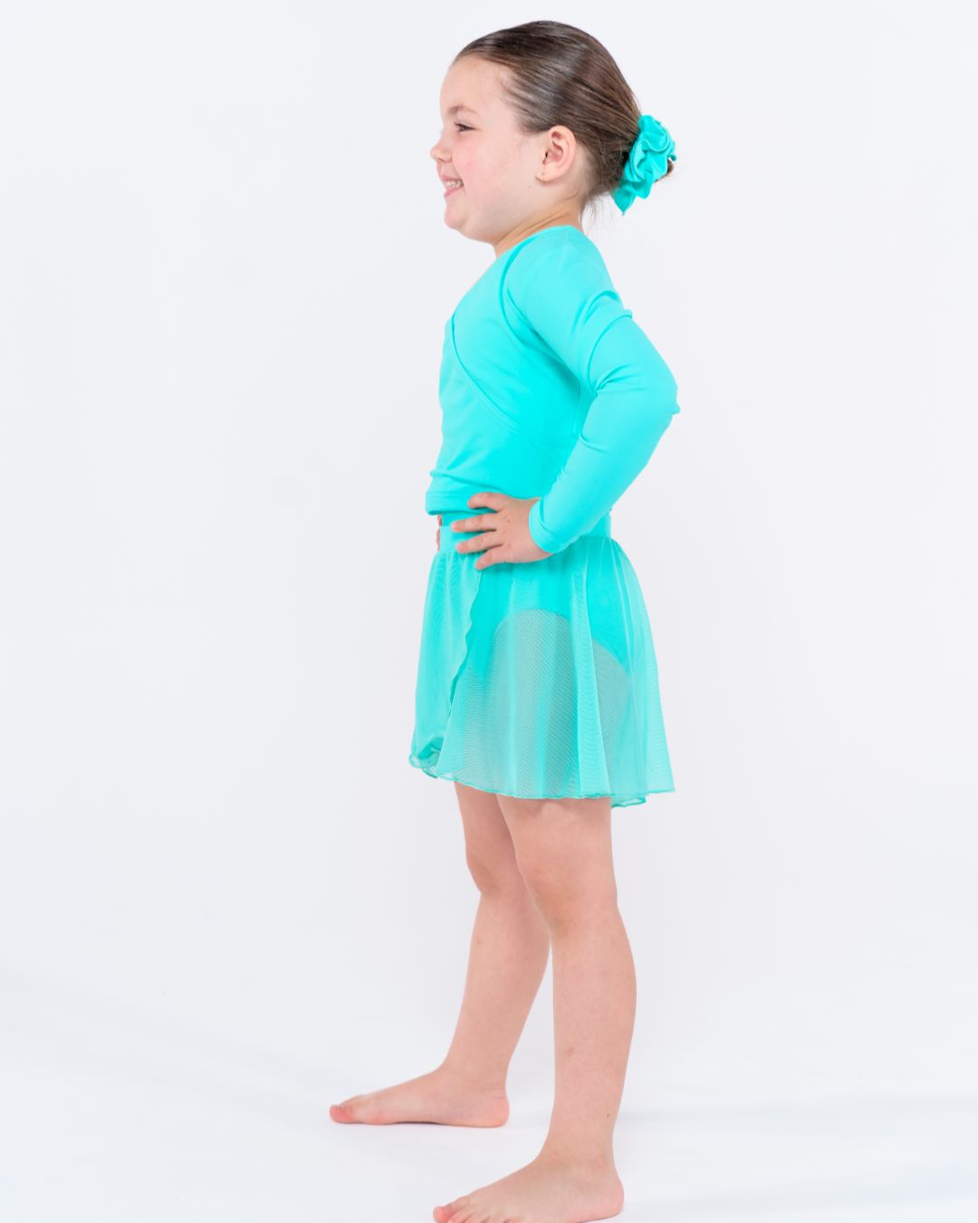 Total Dance Studio Wear Mesh Pull-On Ballet Wrap Skirt - Pull on Ballet Skirt - Side