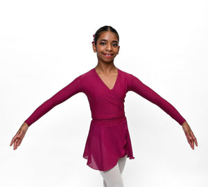 Total Dance Studio Wear Child's Pull-On Ballet Crossover Wrap Top - Side