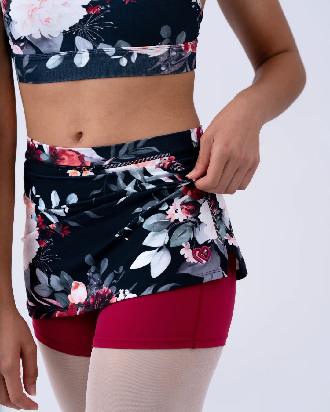 Skort High Waisted Built in Bike Shorts Child & Adult - Mistletoe Print