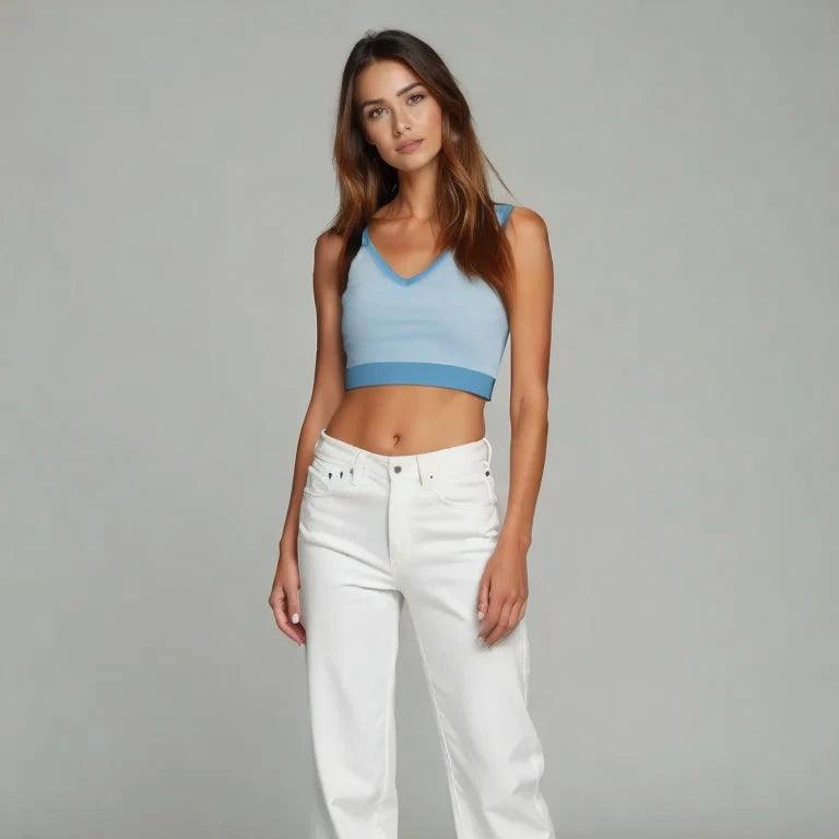 Shimmer Crop Top - Sky