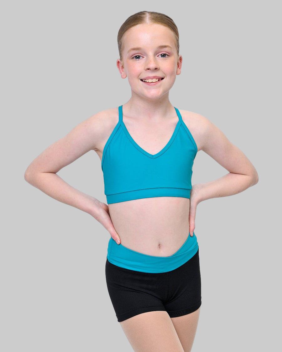 Comfy High Waisted Contrast Crossover Band Dance Shorts
