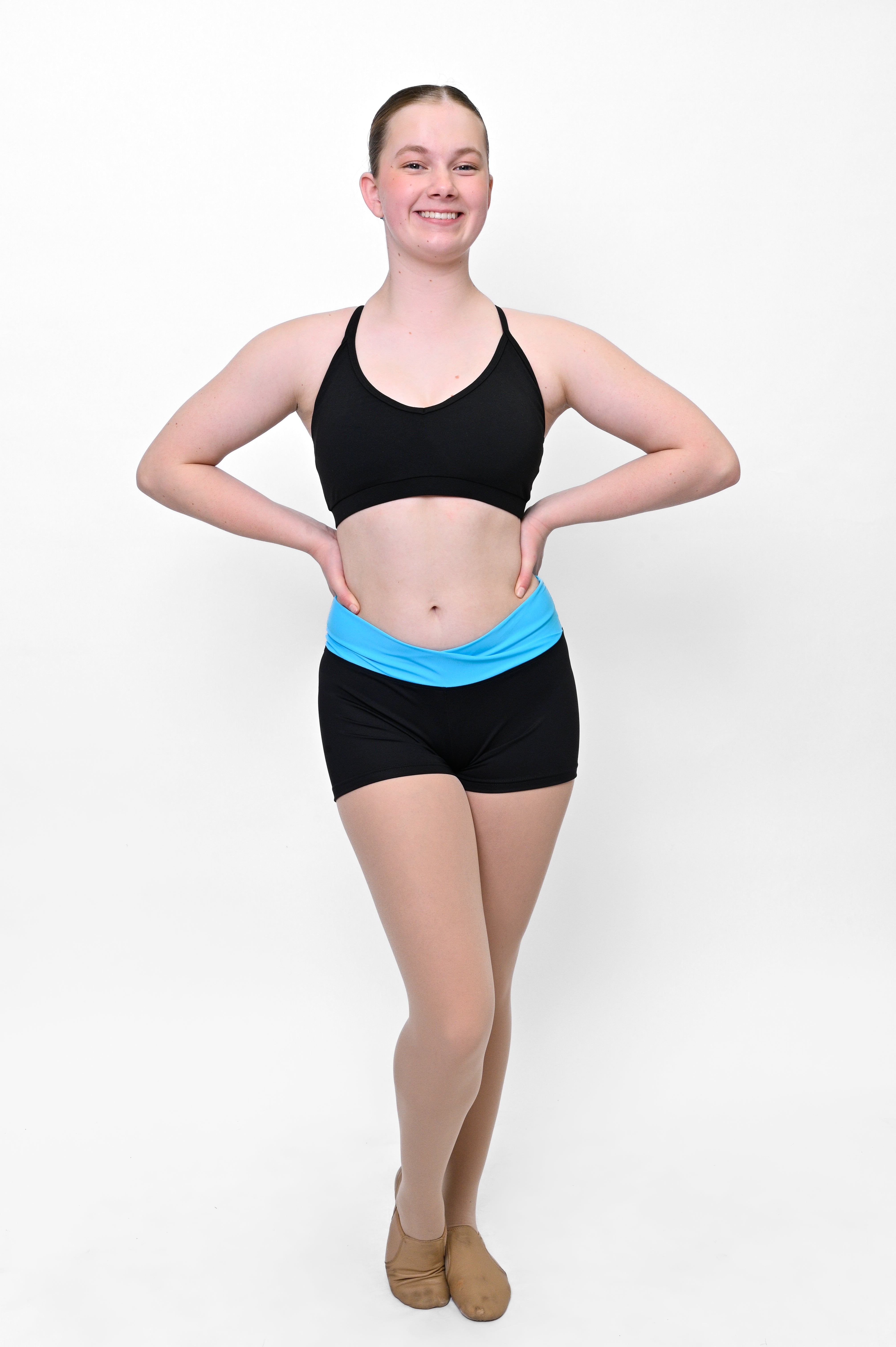 Comfy High Waisted Contrast Band Dance Shorts