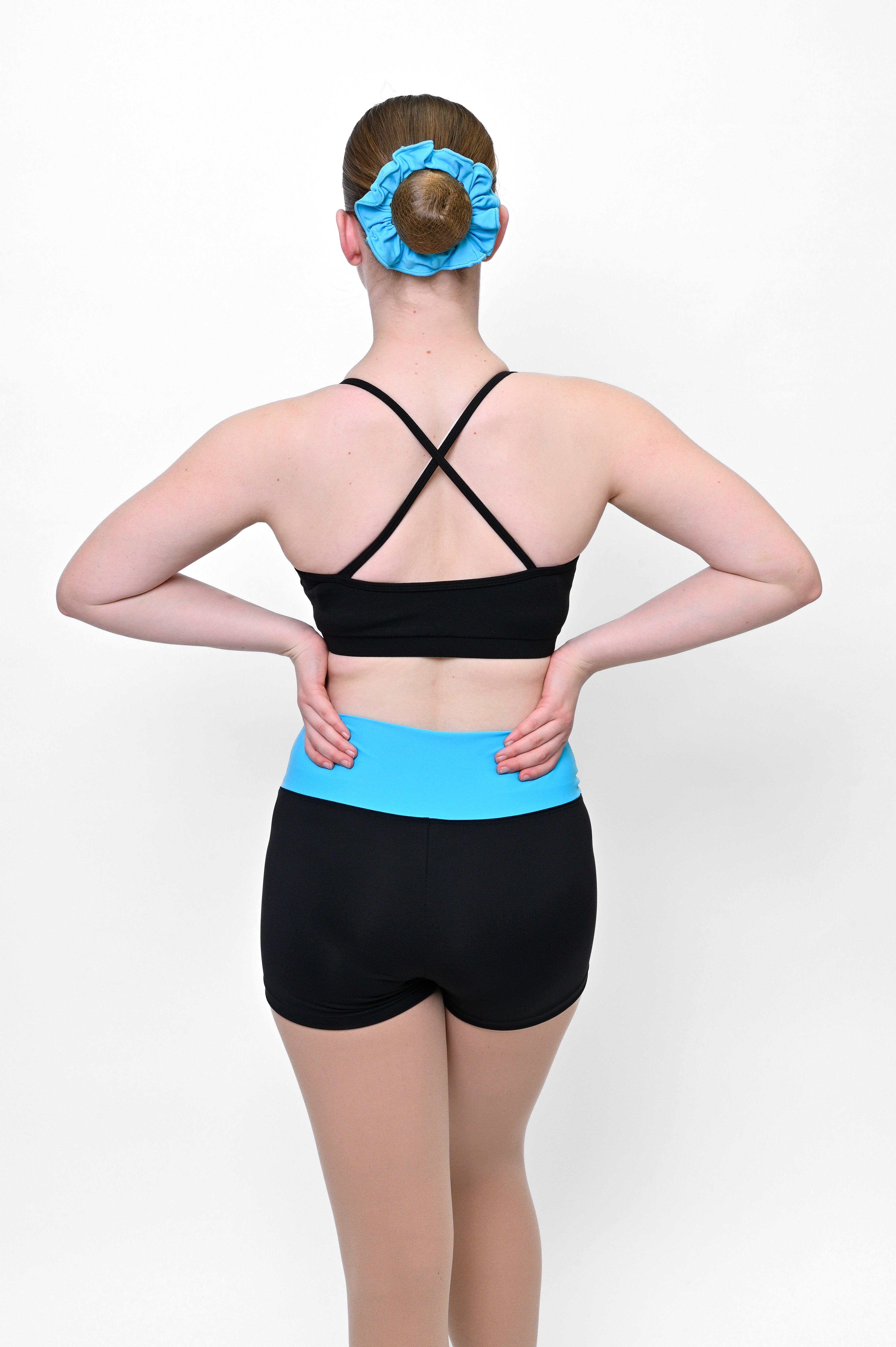 Comfy High Waisted Contrast Band Dance Shorts