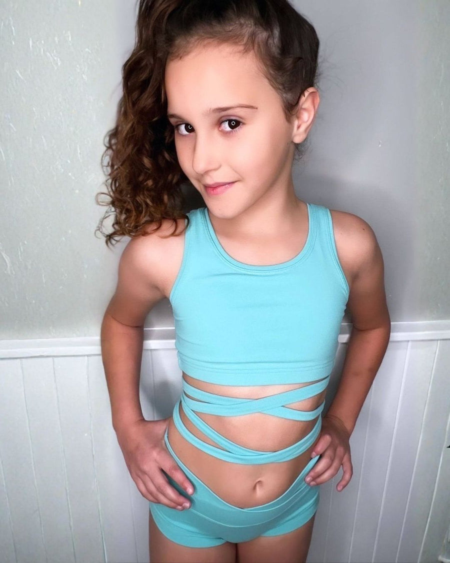 Basics Tie Crop Top - Round Neck Dance Crop with Waist Tie