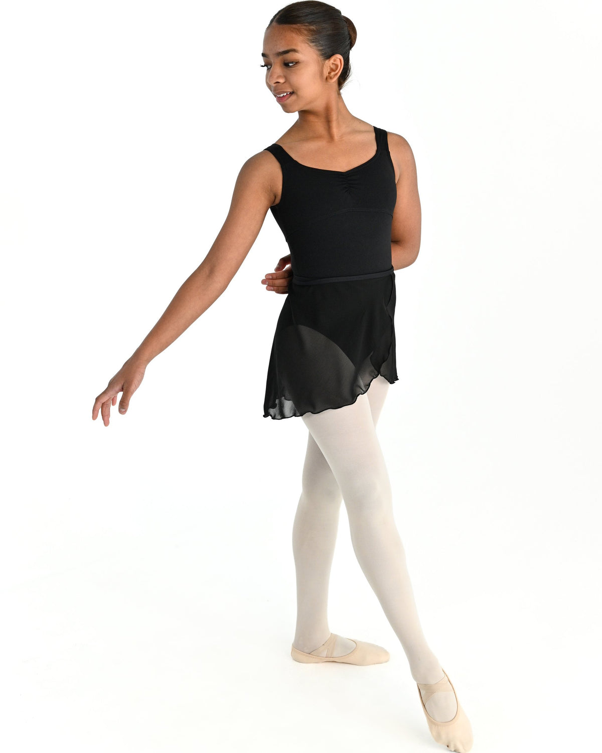 Young dancer wearing the Chiffon Wrap Skirt in Black