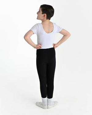 Young dancer wearing the Essential Boys Dance Leggings in Black, alternate view