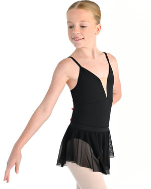 Young dancer wearing the Estelle stretch mesh pull on ballet skirt in Black