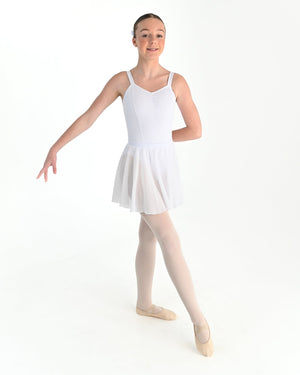 Young dancer wearing the Julietta Chiffon Circle Skirt in White