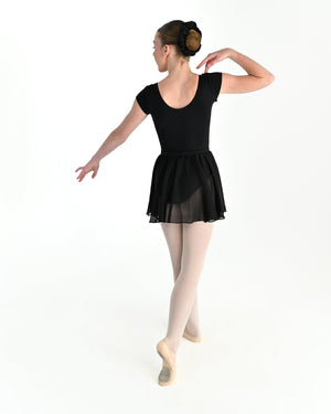 Young dancer wearing the Julietta Chiffon Circle Skirt in Black, alternate view