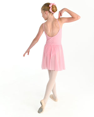 Young dancer wearing the Julietta Chiffon Circle Skirt in Pink, alternate view
