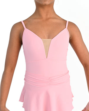 Young dancer wearing the Prima high low pull on ballet skirt in Pink, alternate view