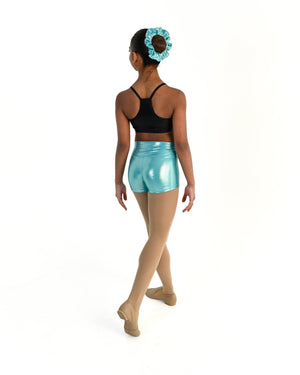 Young dancer wearing the Sienna Shorts in Aqua, alternate view