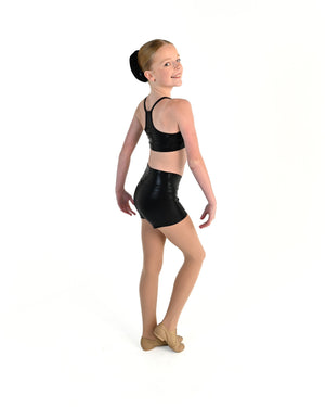 Young dancer wearing the Sienna Shorts in Black, alternate view